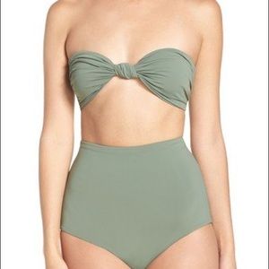 Mara Hoffman tie knot bandeau high waist bikini